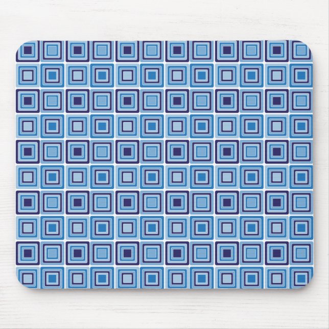 Geometric Mousepad för blå kvadraters Musmatta (Framsidan)