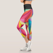 Geometric Multi Färg Facetets Capri Leggings