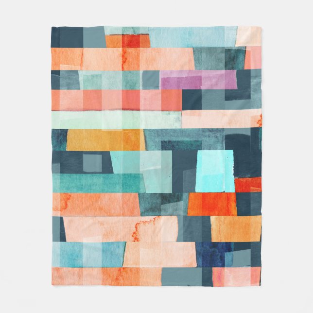 Geometric multifärgad rand, trendig mönster. fleecefilt (Framsidan)