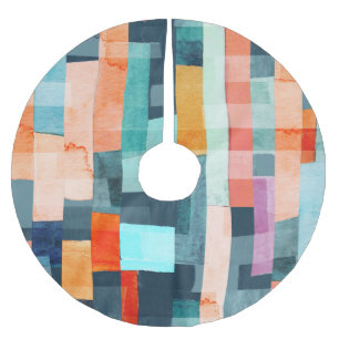 Geometric multifärgad rand, trendig mönster. julgransmatta borstad polyester