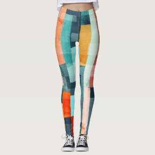 Geometric multifärgad rand, trendig mönster. leggings