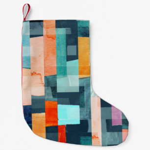 Geometric multifärgad rand, trendig mönster. liten julstrumpa