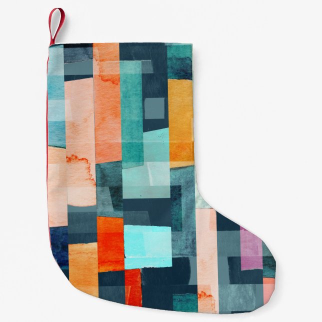 Geometric multifärgad rand, trendig mönster. liten julstrumpa (Framsidan)
