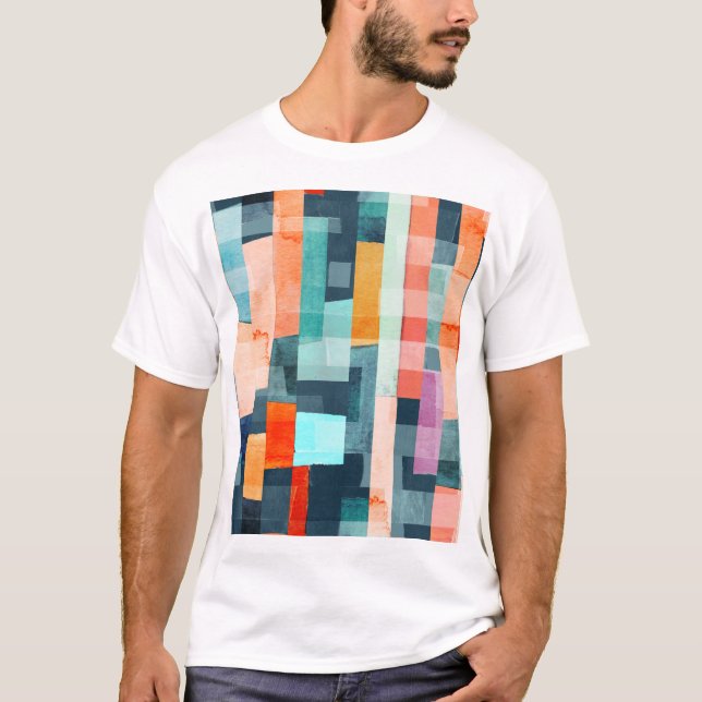 Geometric multifärgad rand, trendig mönster. t shirt (Framsida)