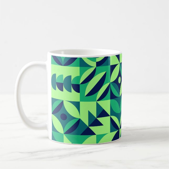 Geometric mural: modern vintage design. kaffemugg (Vänster)