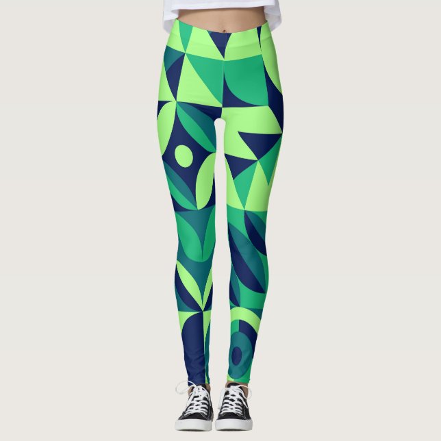 Geometric mural: modern vintage design. leggings (Framsida)