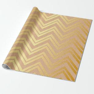 Geometric Natural Cart Rosa Golden Zig Zag Presentpapper