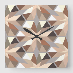 Geometric Natural Färg Mönster Fyrkantig Klocka