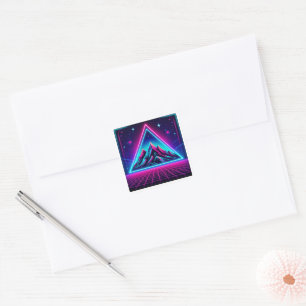 Geometric Neon Mountain - Triangle in a Square Des Fyrkantigt Klistermärke