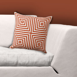 Geometric Nested Box Mönster White-Orange Kudde