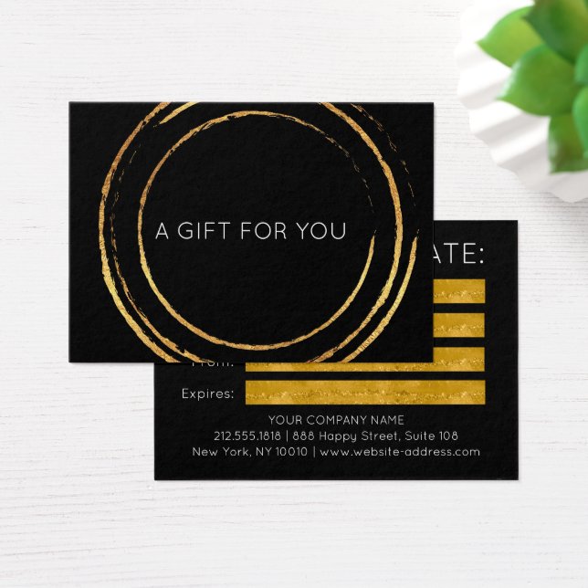 Geometric of Gift Certificate Black White Guld Visitkort (Skivbord)