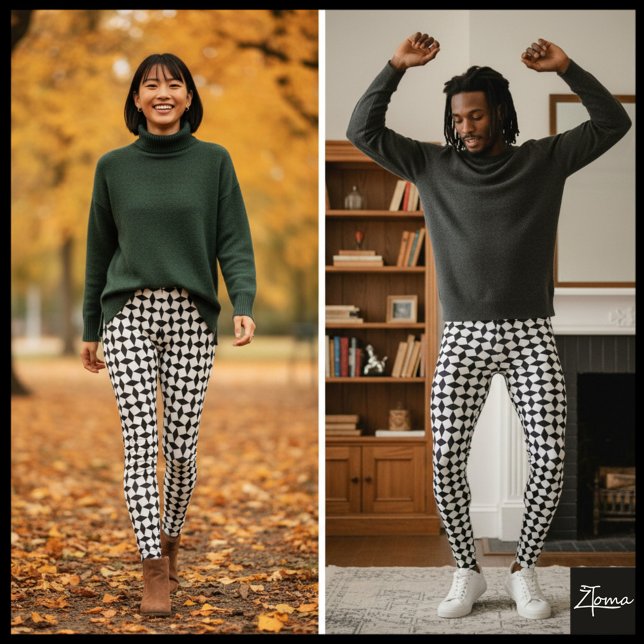 Geometric Öga Mönster svartvitt Leggings (Skapare uppladdad)