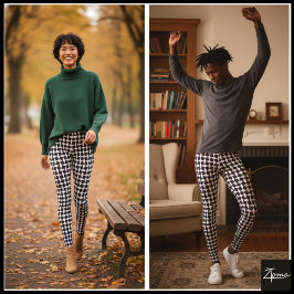 Geometric Öga Mönster vit och svart Leggings