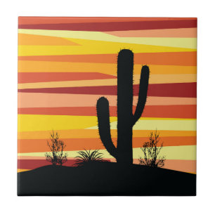Geometric ökensolnedgång kakelplatta