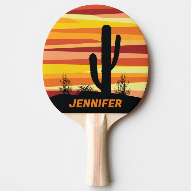 Geometric ökensolnedgång pingisracket (Framsidan)