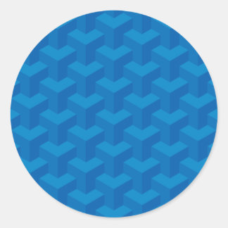 Geometric optical Illusion blockerar Mönster i blå Runt Klistermärke