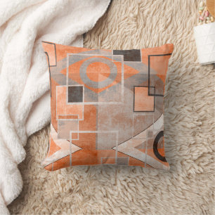 Geometric orange grått grunge snyggt kudde