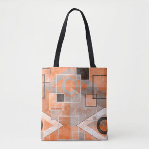 Geometric orange grått grunge snyggt tygkasse