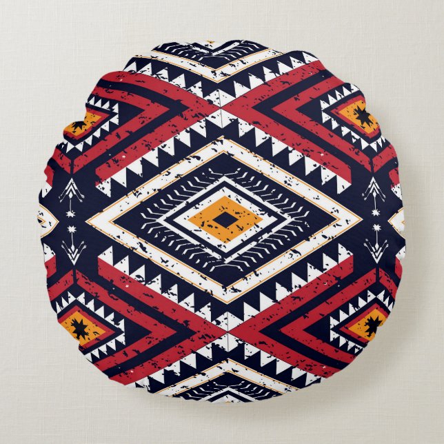 Geometric Oriental: Traditional Seamless Rund Kudde (Framsidan)