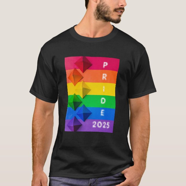 Geometric Origami Rainbow Pride Flagga T-shirt (Framsida)