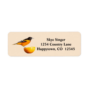 Geometric Oriole Bird/Orange Return-adressetikett Returadress Etikett