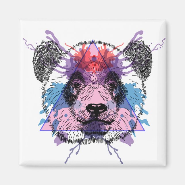 Geometric Panda Bear Magnet (Framsidan)