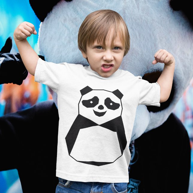 Geometric Panda T Shirt (Strong boy showing muscles wearing panda tshirt)