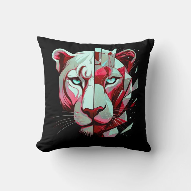 Geometric Panther Split Face– Modern Abstract  Kudde (Framsida)