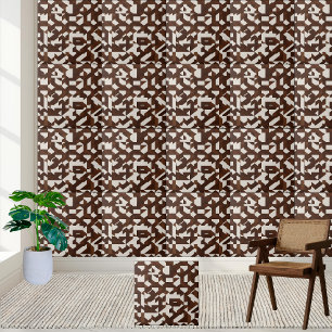 Geometric Parquet Brown och White Mönster Tile Kakelplatta