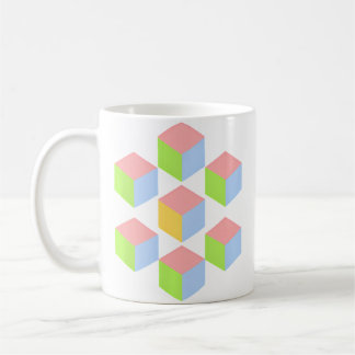 Geometric Pastel Isometric Optical Illusion Cube Kaffemugg