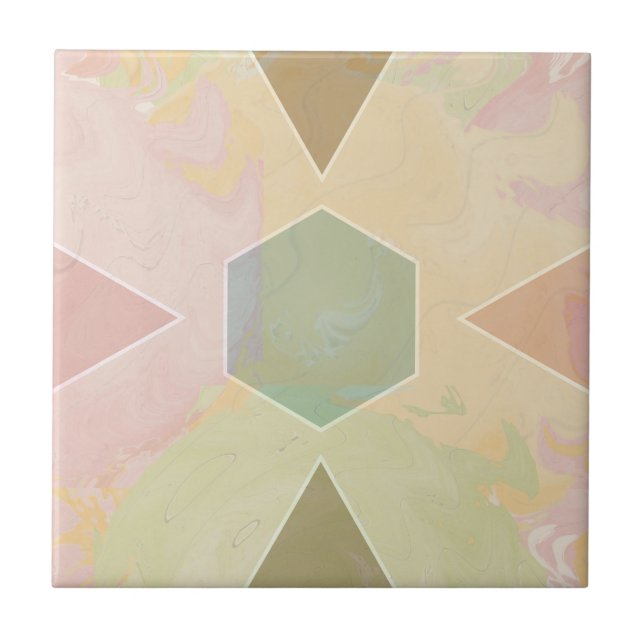 Geometric Pastel Marble Beige Kakelplatta (Framsidan)