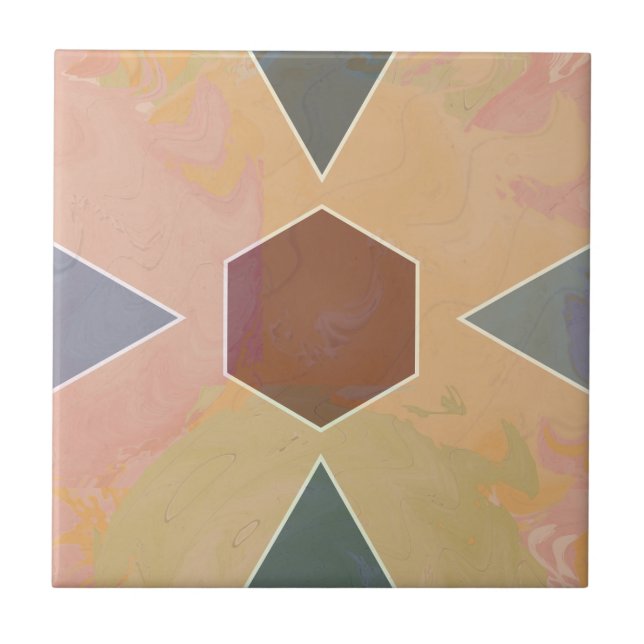 Geometric Pastel Marble Earthy Kakelplatta (Framsidan)