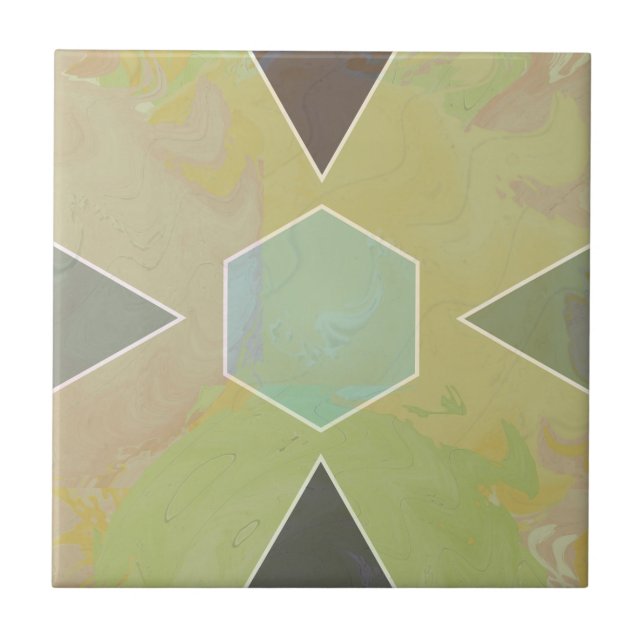 Geometric Pastel Marble Olive Green Kakelplatta (Framsidan)