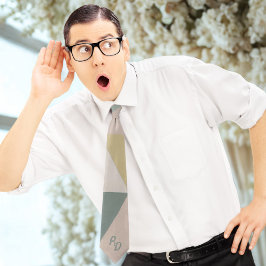 Geometric Pastel Tie med Personlig Initialer Slips