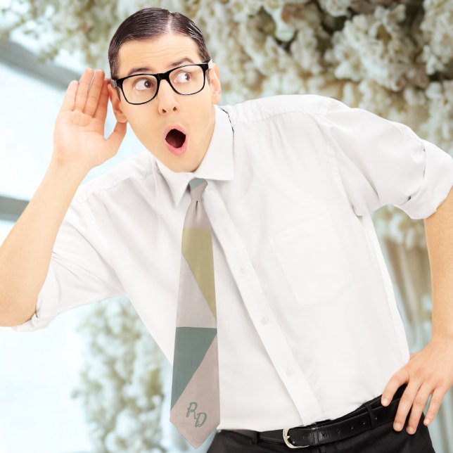 Geometric Pastel Tie med Personlig Initialer Slips (Skapare uppladdad)