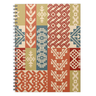 Geometric Patchwork Ethnic Seamless Mönster Anteckningsbok