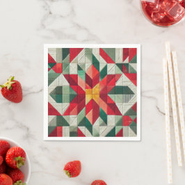 Geometric Patchwork Poinsettia Decoupage Napkins Pappersservett