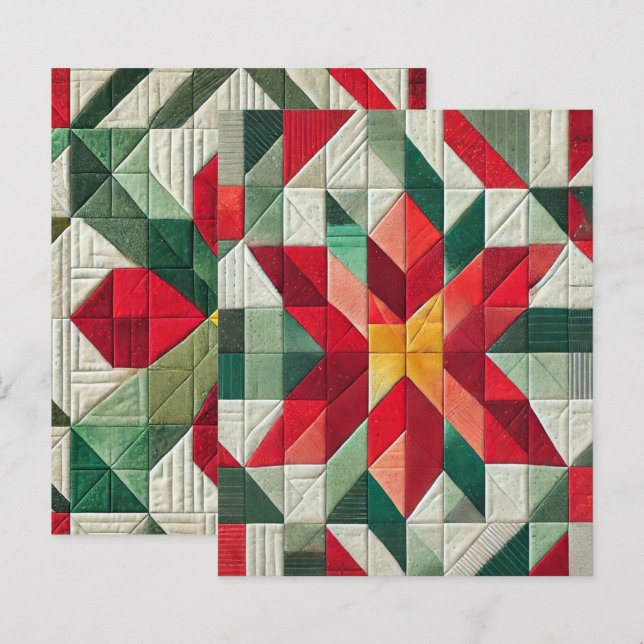 Geometric Patchwork Poinsettia Scrapbook Papper (Fram/baksida)