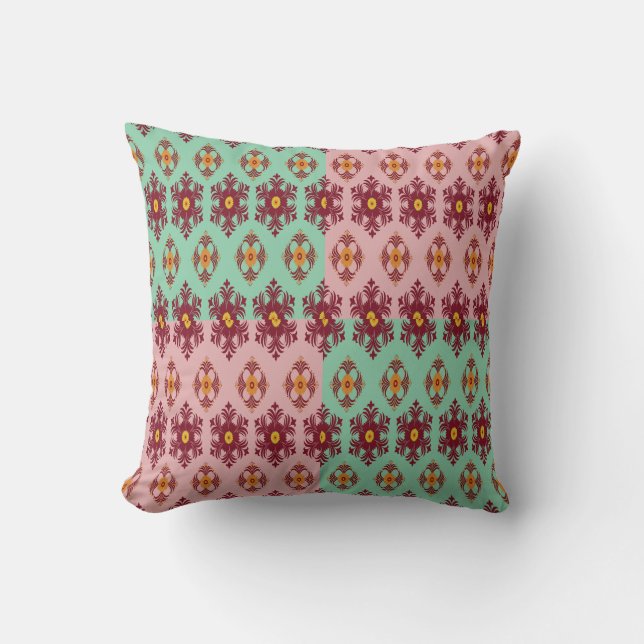 Geometric Patchwork Throw Pillow – Modern Purple C Kudde (Framsida)