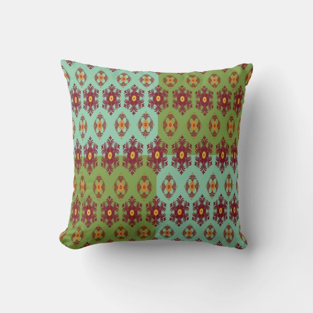 Geometric Patchwork Throw Pillow – Modern Purple C Kudde (Framsida)