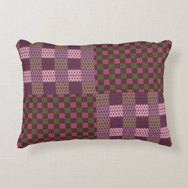 Geometric Patchwork Throw Pillow – Modern Purple C Prydnadskudde (Framsidan)