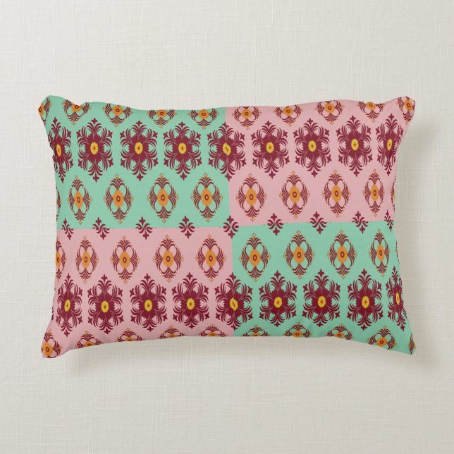 Geometric Patchwork Throw Pillow – Modern Purple C Prydnadskudde (Framsidan)