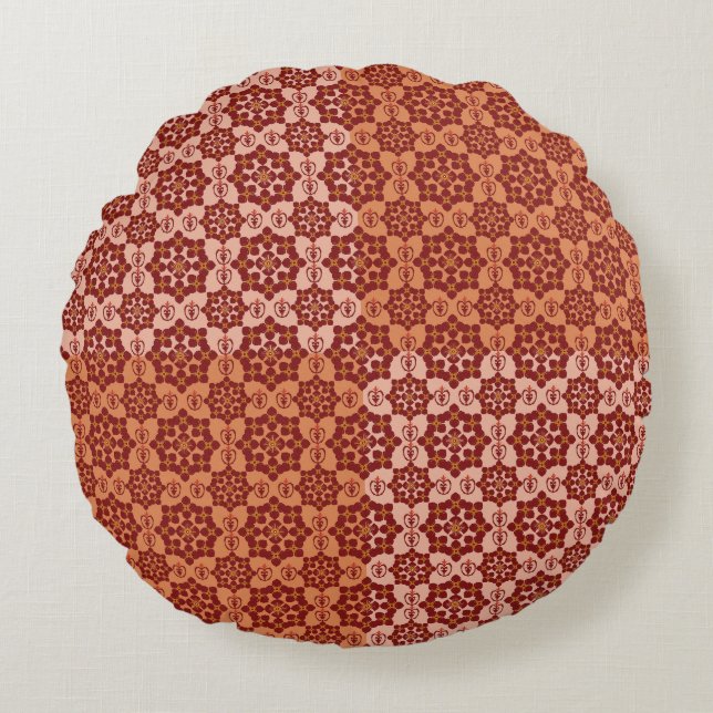 Geometric Patchwork Throw Pillow – Modern Purple C Rund Kudde (Framsidan)