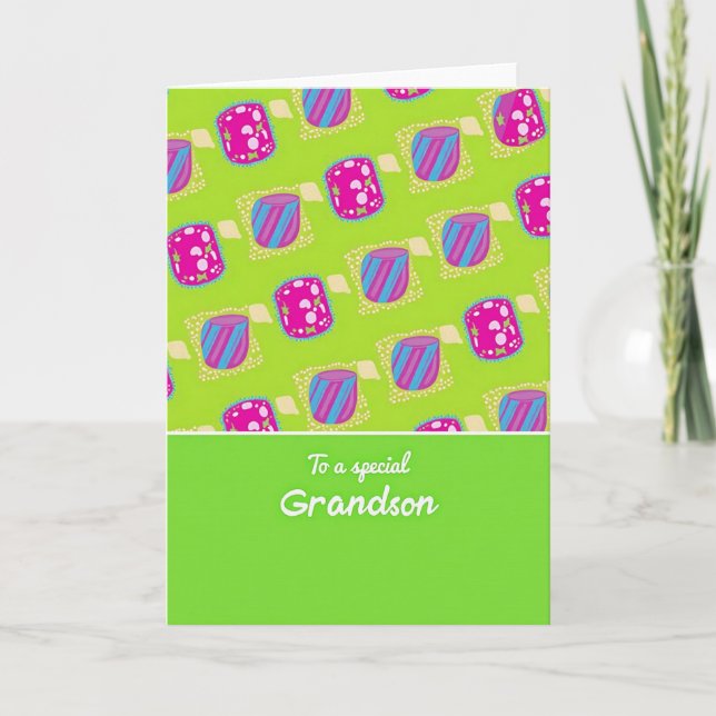 Geometric Pattern Grandson Card Kort (Framsida)
