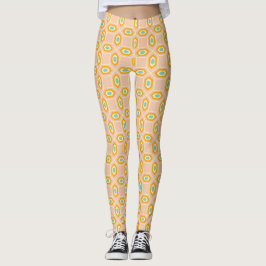 Geometric pattern in blue and orange diamond shape leggings