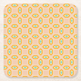 Geometric pattern in blue and orange diamond shape underlägg papper kvadrat