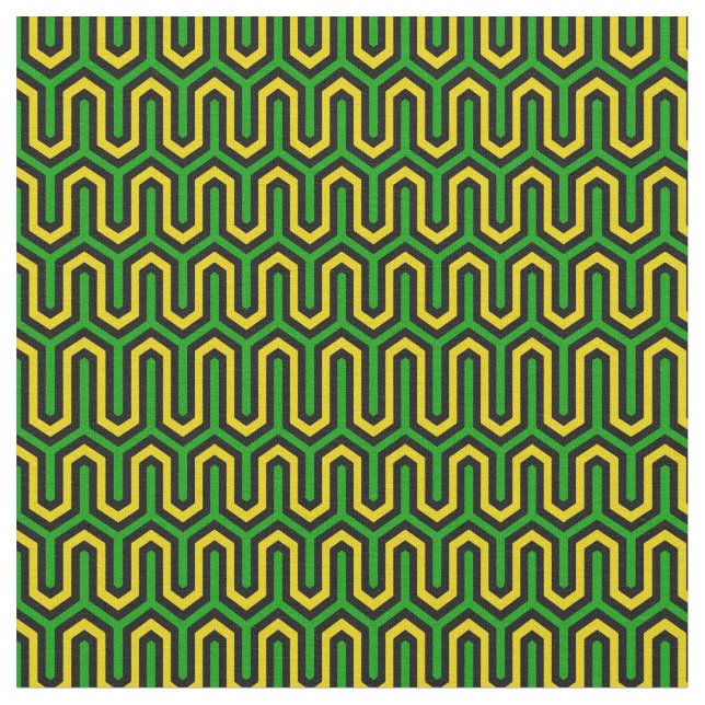 Geometric Pattern in Jamaican Flag Colours Tyg (Närbild)