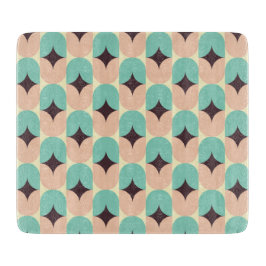Geometric pattern of teal, beige, and black shapes
