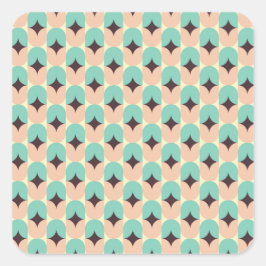 Geometric pattern of teal, beige, and black shapes fyrkantigt klistermärke