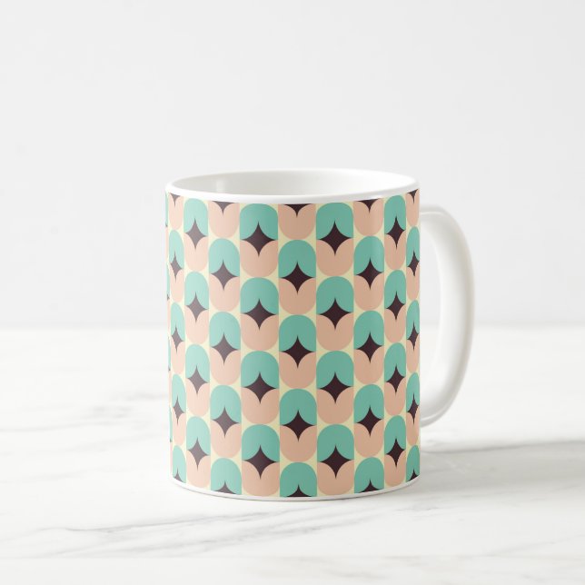Geometric pattern of teal, beige, and black shapes kaffemugg (Framsida höger)